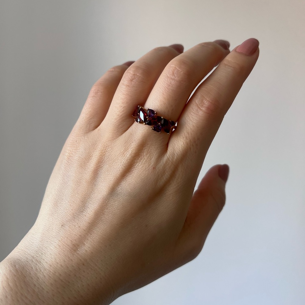 NWT 10K Gold Red Garnet & Amethyst Gemstones Ring - Picture 3 of 8